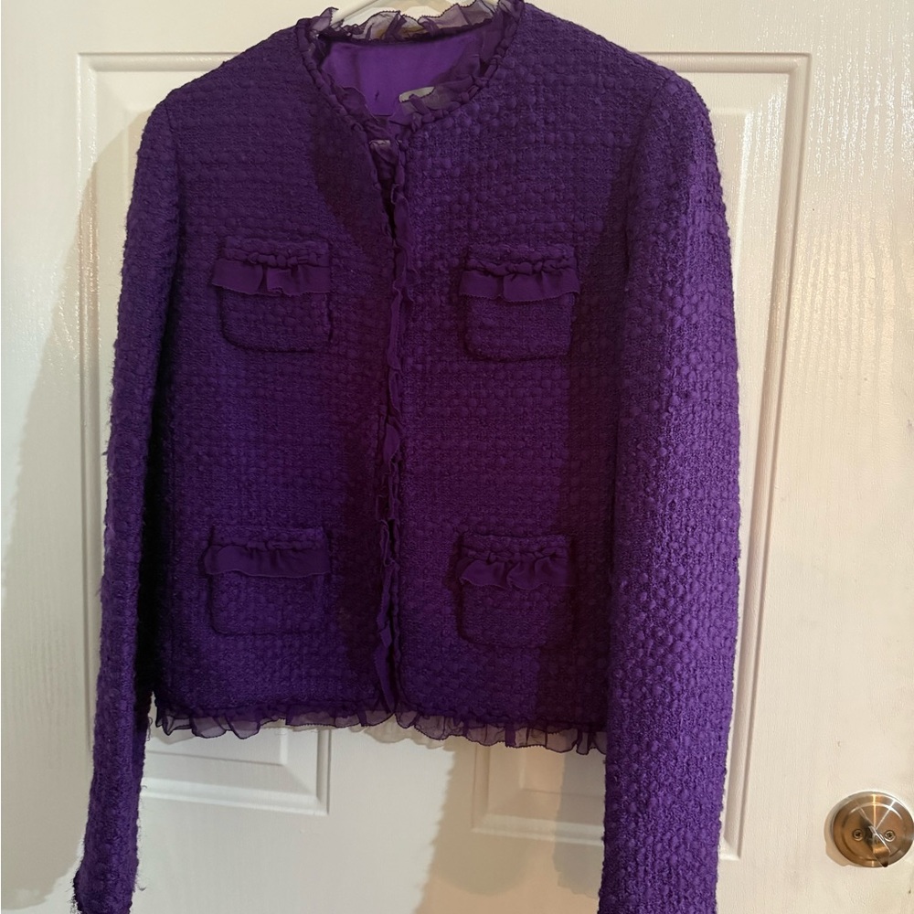 Chic Purple Women's Textured Blazer